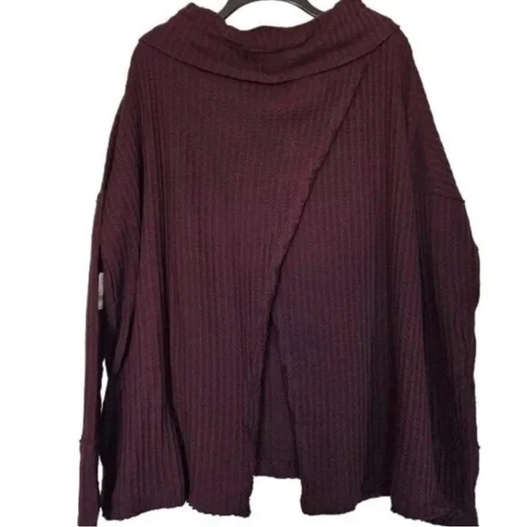 Free People Deep Burgundy Cowl Neck Sweater - Picture 5 of 5